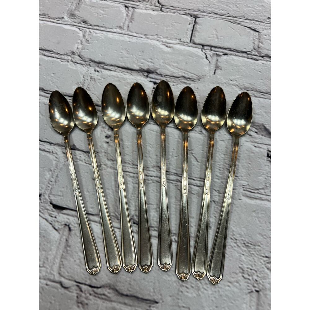 Set of 8 Silver Plate Iced Tea Spoons NSC National Silver Company EPNS